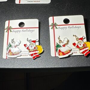 Nicole Santa and Holiday House Earrings - Red and White - Silver or Gold